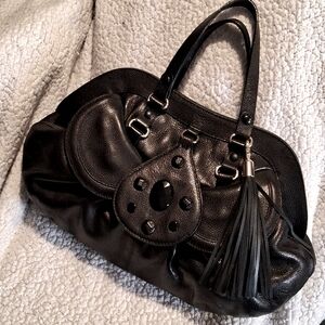 ANYA HINDMARCH BLACK LEATHER HANDBAG TOTE SATCHEL PURSE